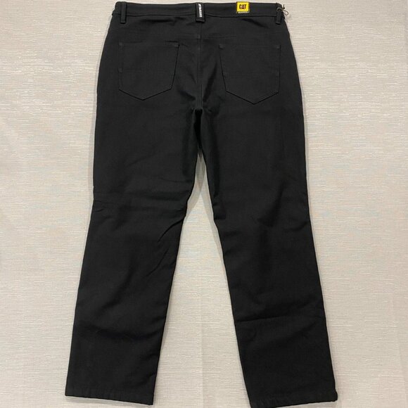 CAT Caterpillar Work Pants Mens 38 x 32 Black Canvas Fleece Lined Insulated - Picture 4 of 12